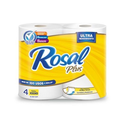 PAPEL HIGIENICO ROSAL PLUS 600HOJAS X 4
